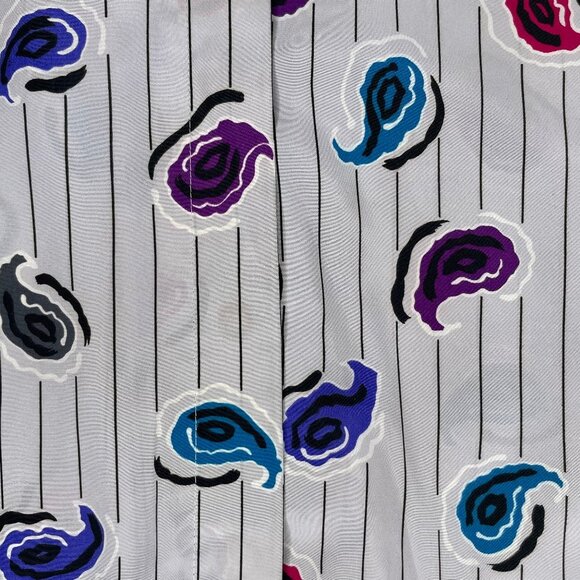 Women's Vintage Grey Collared Button Down Blouse Top Artsy Striped Size XL - Picture 5 of 8